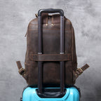 Scholar Leather Backpack in crazy horse leather, detail view