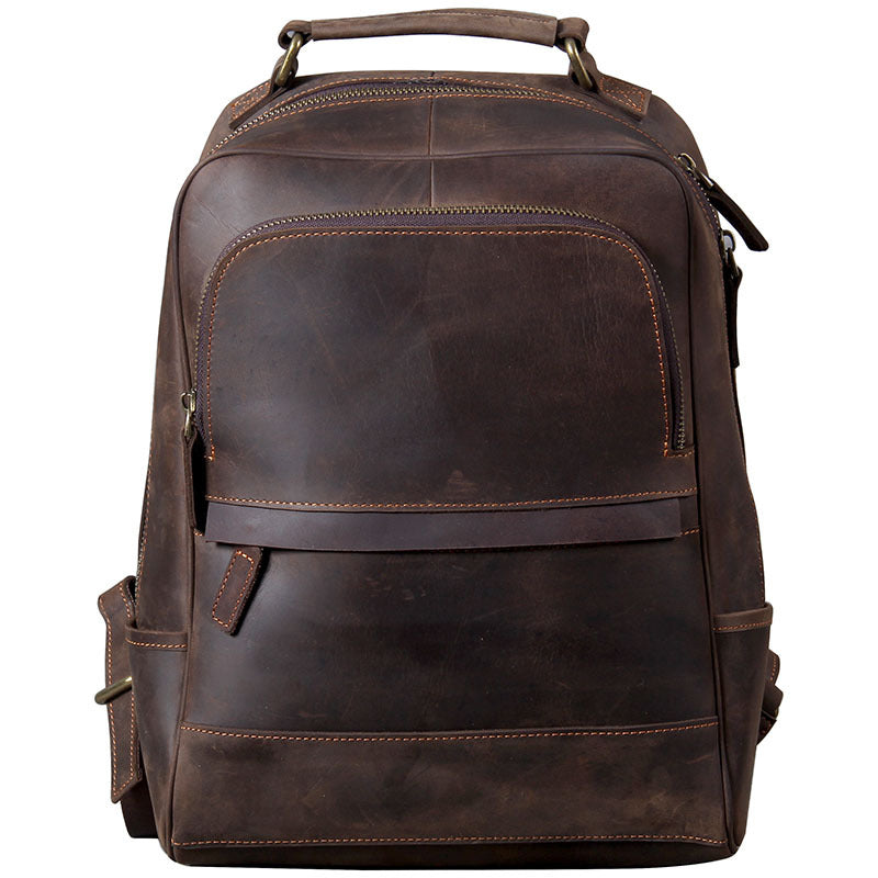 Scholar Leather Backpack in crazy horse leather — Khal Gold