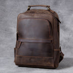 Scholar Leather Backpack in dark coffee crazy horse leather — Khal Gold