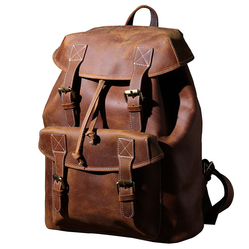 Hartwell Leather Rucksack in crazy horse leather — Khal Gold