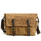 Clipper Waxed Canvas Messenger in waxed canvas, detail view