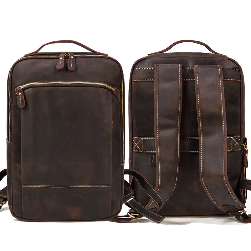 Metropolitan Leather Backpack in crazy horse leather, detail view