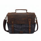 Rear zip pocket detail on crazy horse leather camera bag