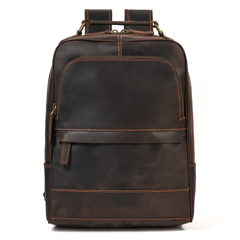 Executive Leather Backpack in dark brown leather — Khal Gold