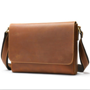 Camden Leather Satchel in brown crazy horse leather — Khal Gold