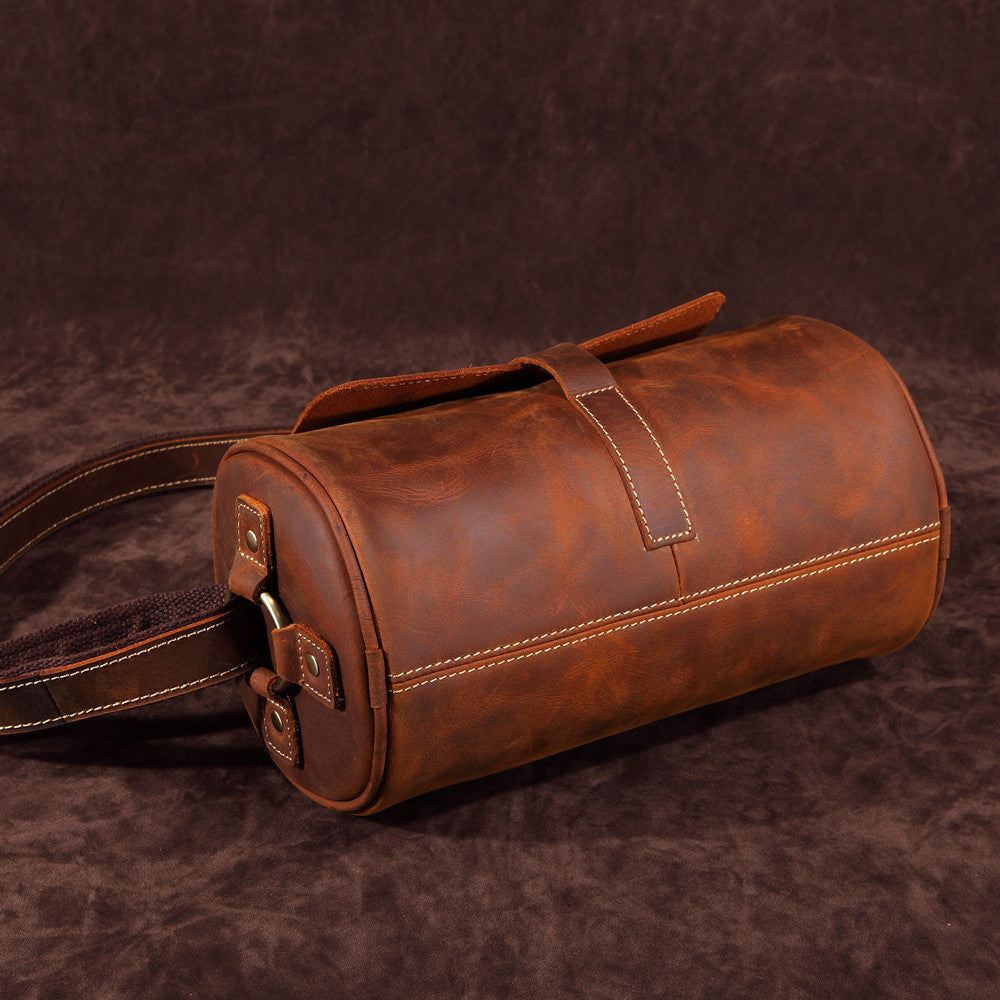 Dispatch Leather Cylinder Bag, detail view