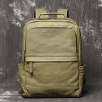 Front zip pocket detail on the cowhide rucksack