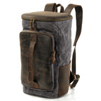 Halden Waxed Canvas Barrel Backpack in waxed canvas, detail view