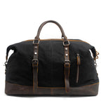 Interior of canvas travel bag showing organiser pockets