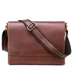 Camden Leather Satchel in crazy horse leather, detail view