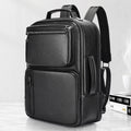 Chancery Leather Backpack in black crazy horse leather — Khal Gold
