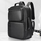 Chancery Leather Backpack in black crazy horse leather — Khal Gold