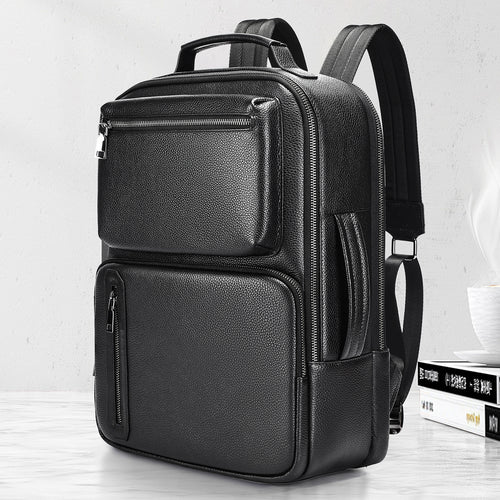 Chancery Leather Backpack in black crazy horse leather — Khal Gold