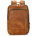 KHAL GOLD Metropolitan slim leather laptop backpack in Cognac crazy horse cowhide
