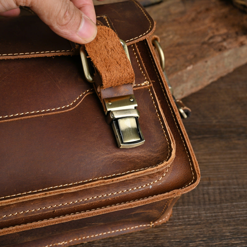 Chelsea Leather Satchel, detail view