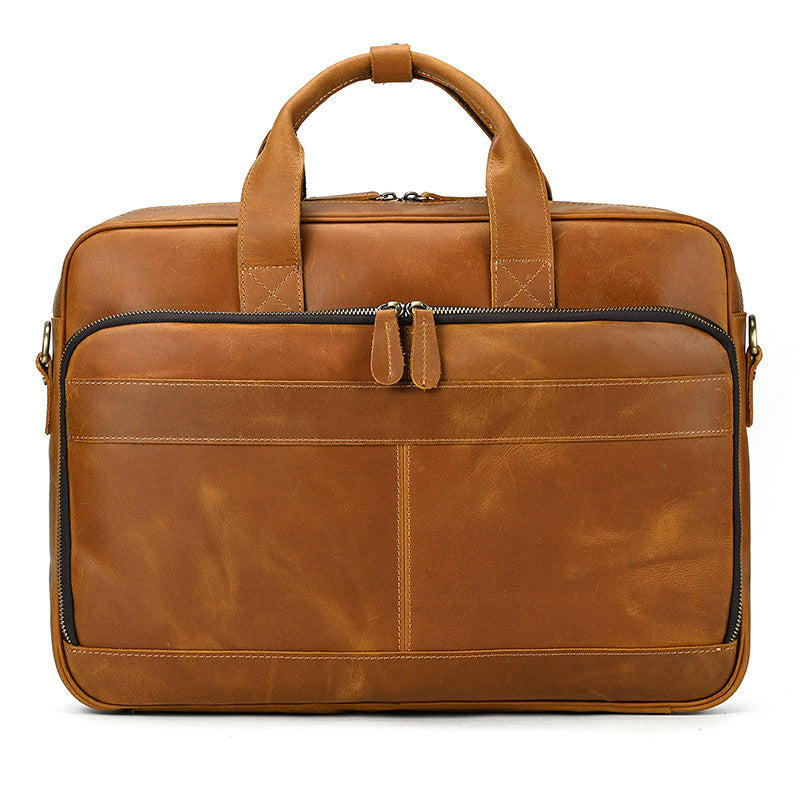 Mayfair Leather Briefcase in light brown leather — Khal Gold