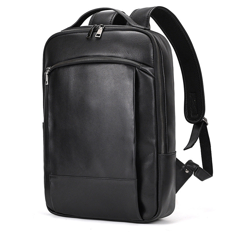 KHAL GOLD Metropolitan slim leather laptop backpack in Onyx black crazy horse leather