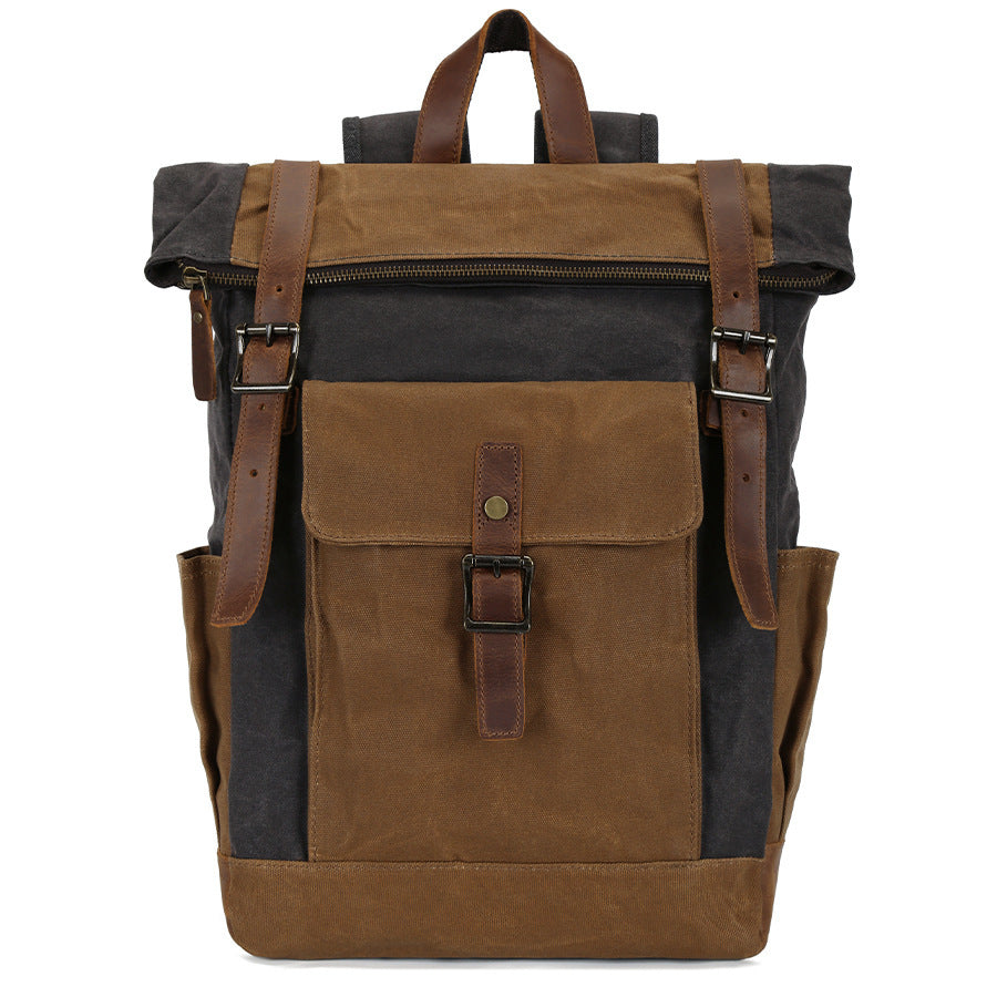 Ashcroft Waxed Canvas Roll-Top in dark grey waxed canvas — Khal Gold