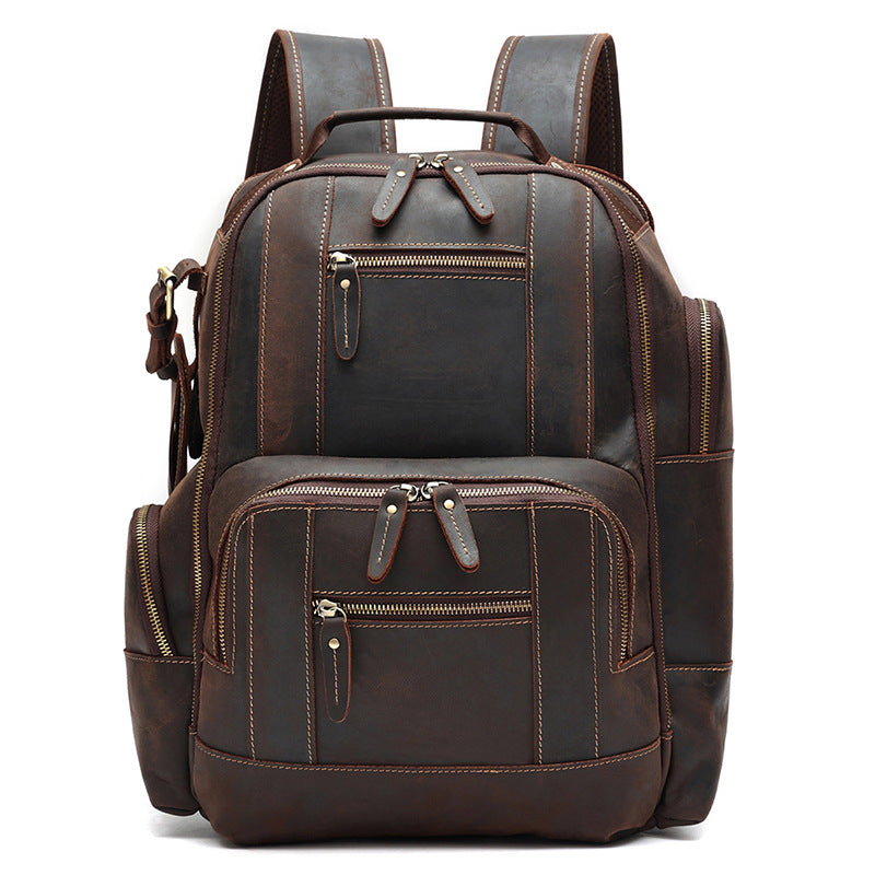 Warwick Leather Backpack in crazy horse leather, detail view