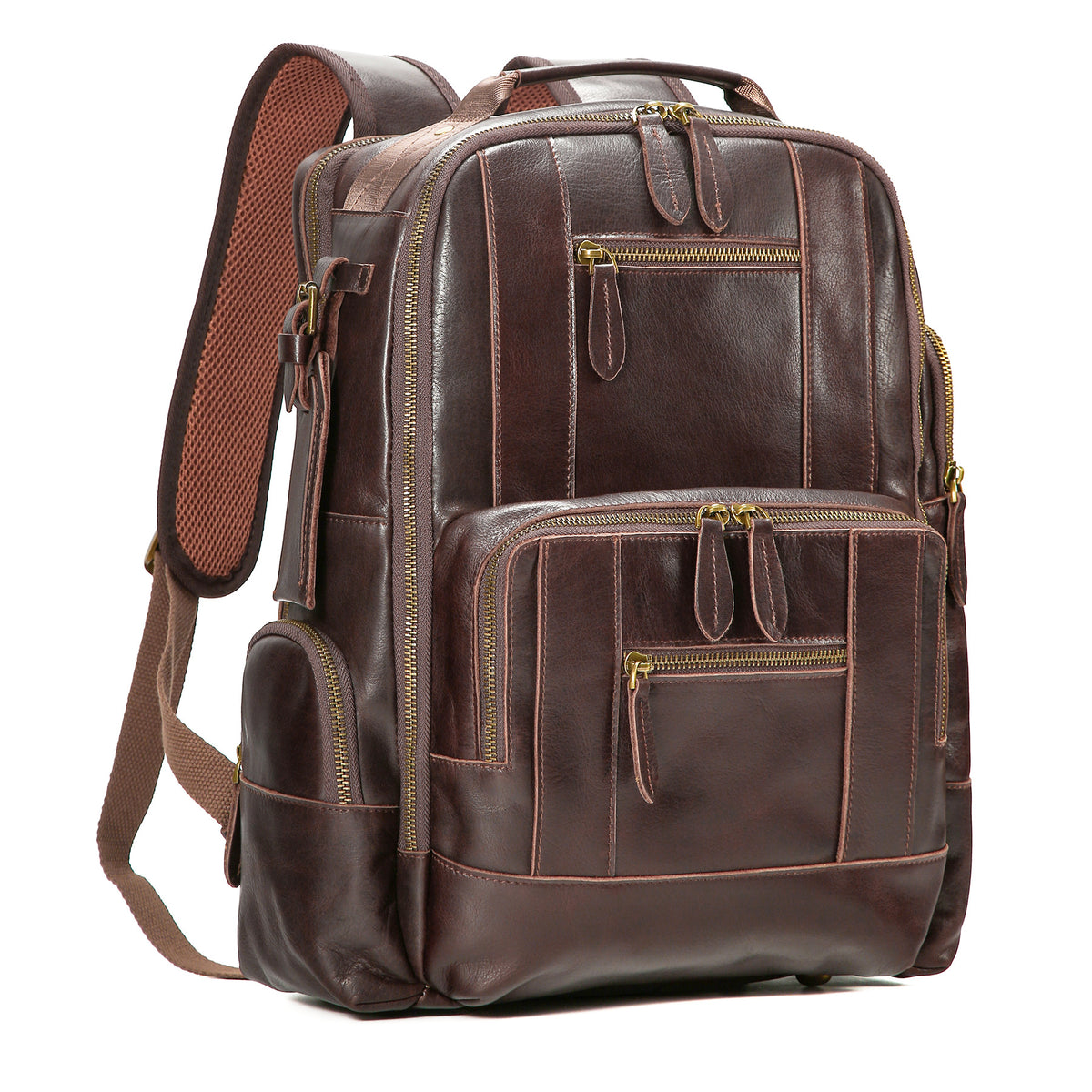 Warwick Leather Backpack in oil-waxed brown leather — Khal Gold