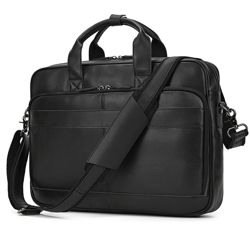 Mayfair Leather Briefcase in black leather — Khal Gold