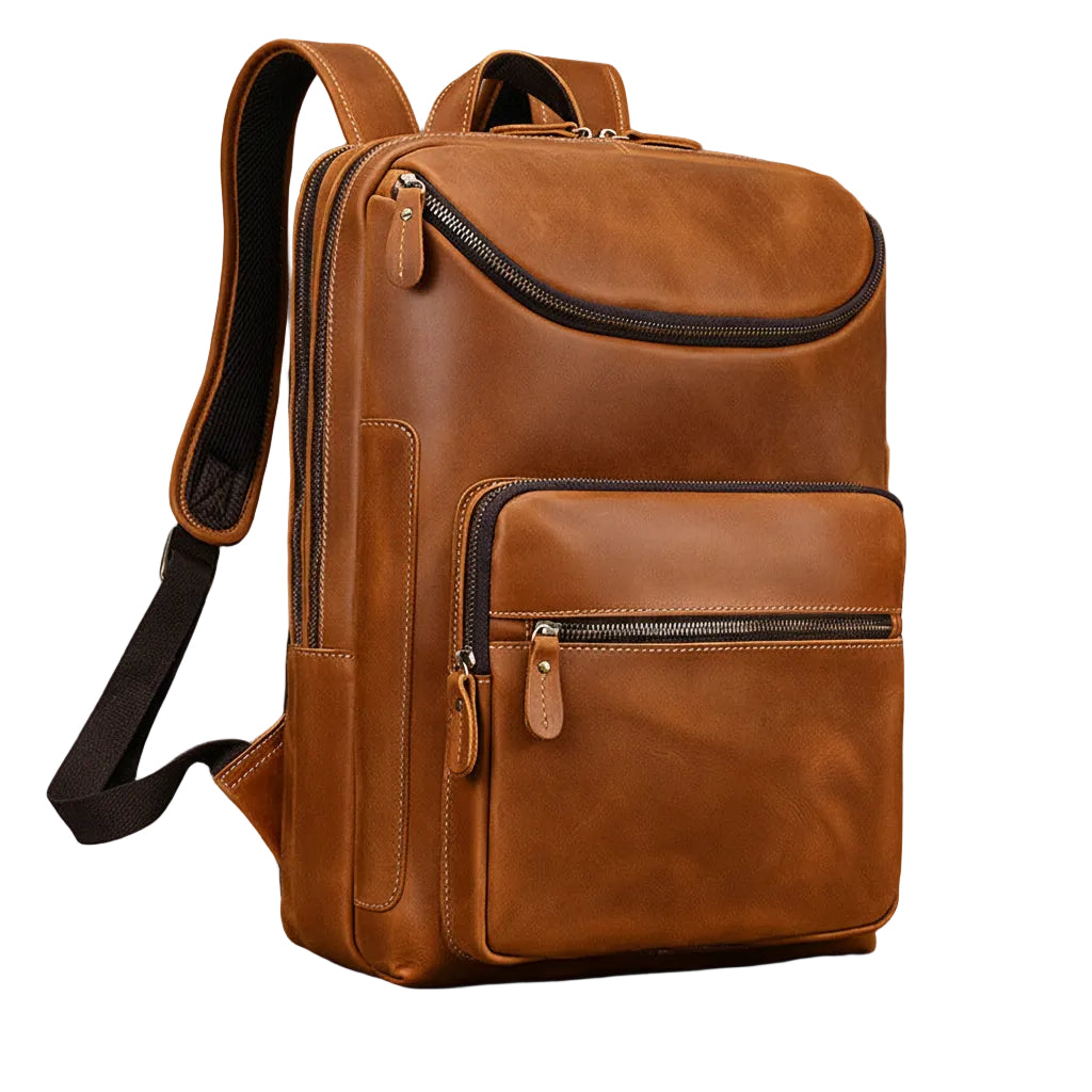Langham Leather Backpack in crazy horse leather, detail view
