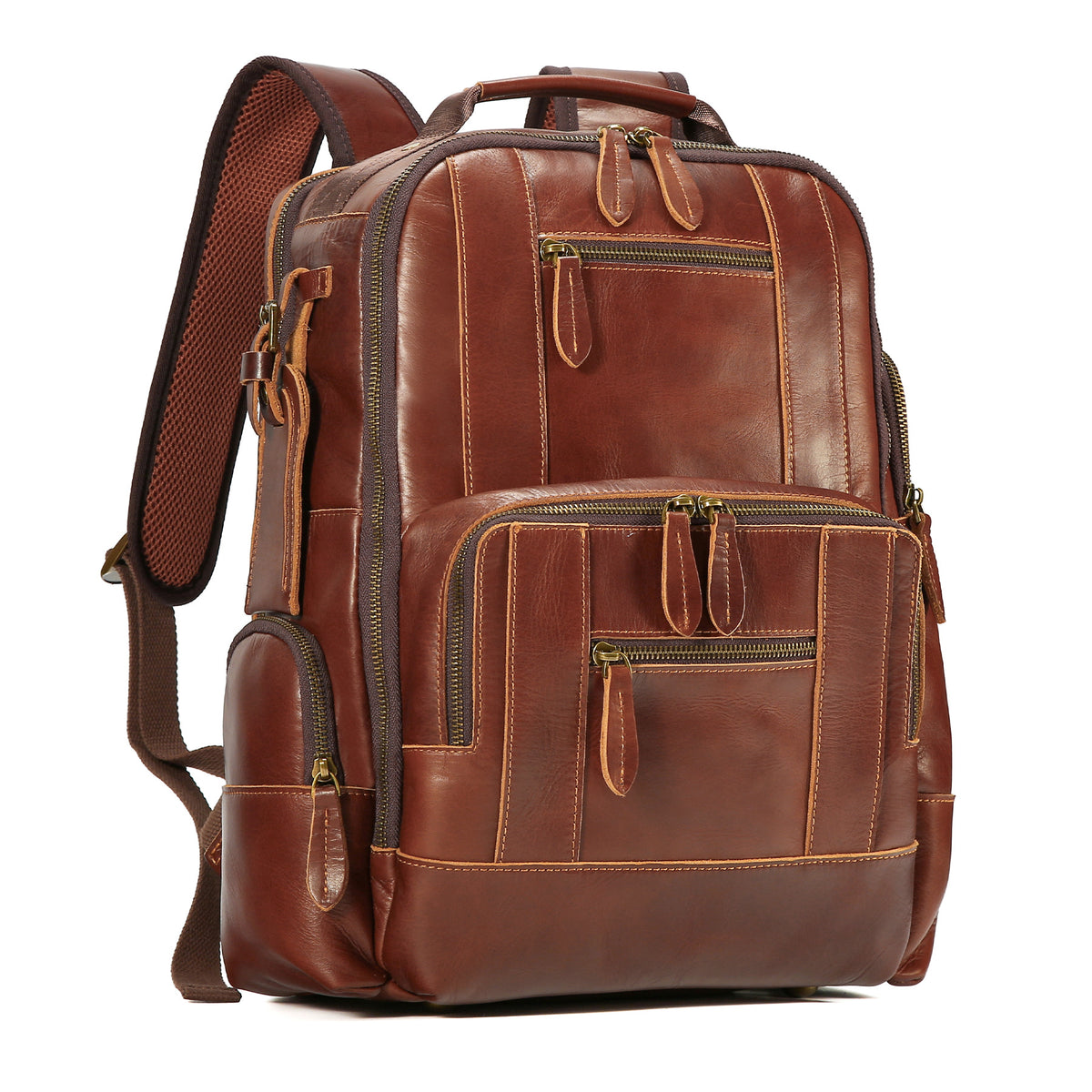 Warwick Leather Backpack in oil-waxed tan leather — Khal Gold