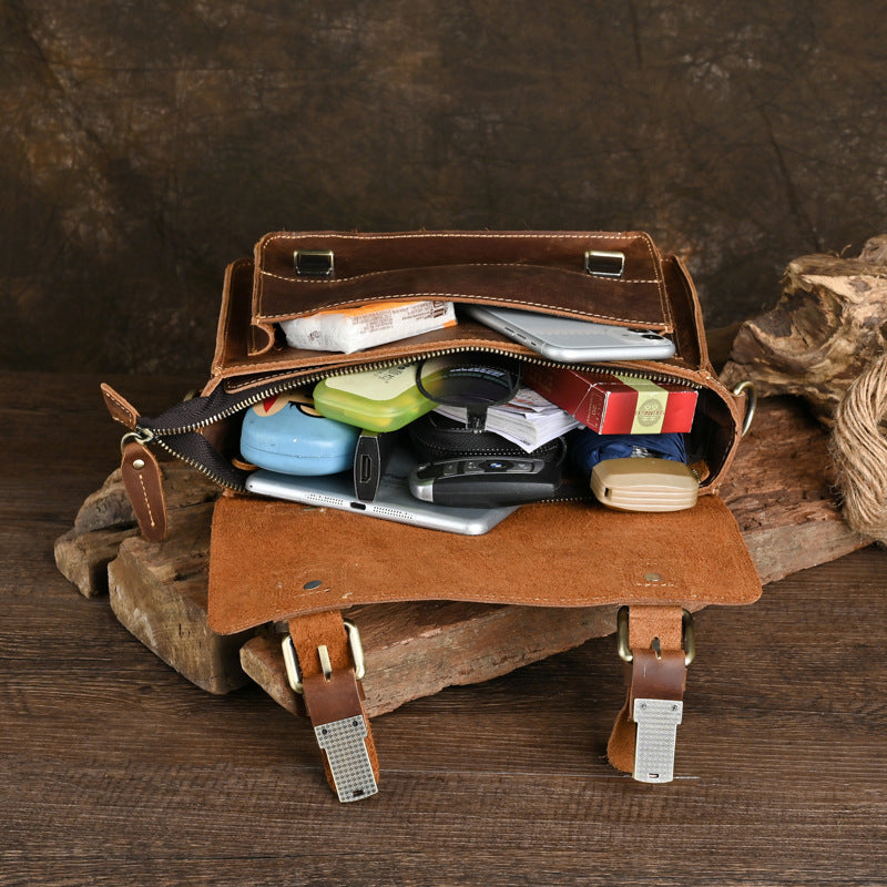 Chelsea Leather Satchel, detail view