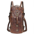 Drayton Leather Barrel Backpack in brown leather — Khal Gold