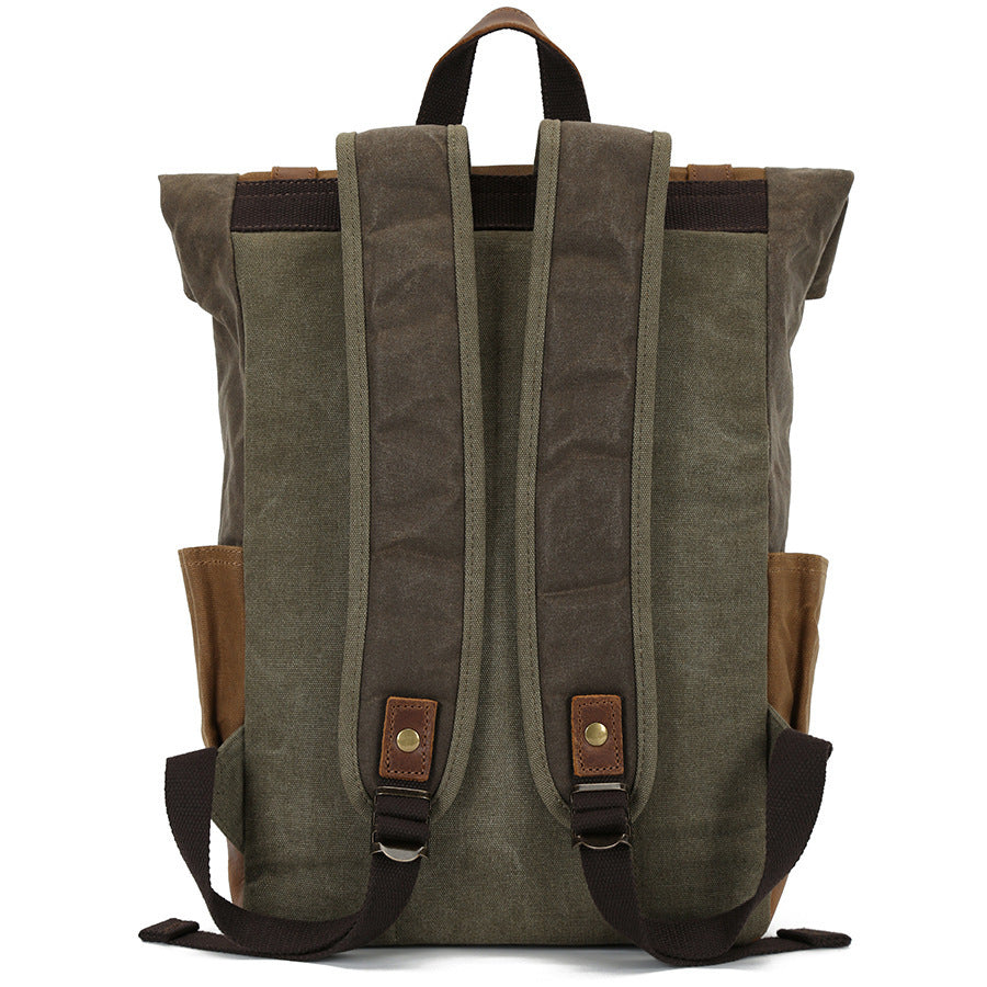 Ashcroft Waxed Canvas Roll-Top in waxed canvas, detail view