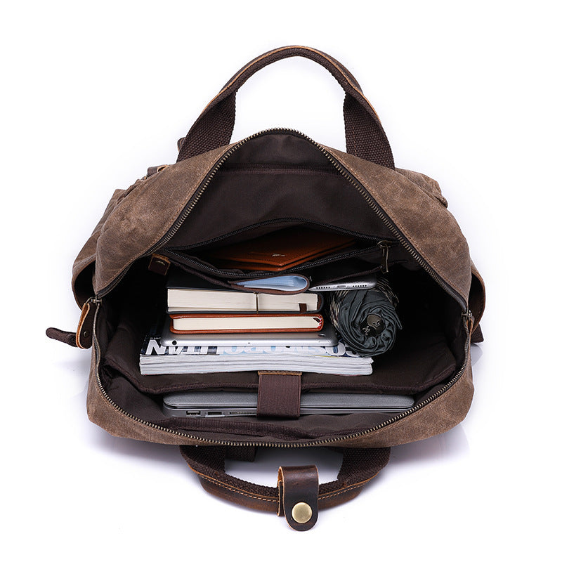 Endeavour Waxed Canvas Backpack in waxed canvas, detail view