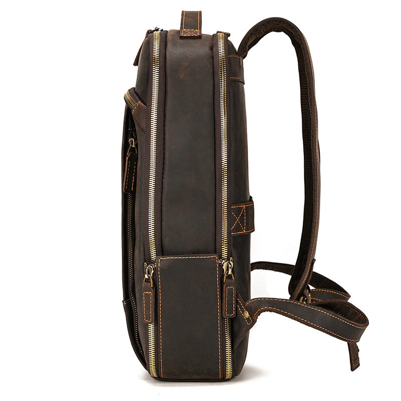 Metropolitan Leather Backpack in crazy horse leather, detail view