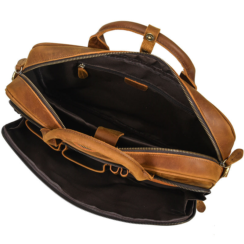 Mayfair Leather Briefcase, detail view
