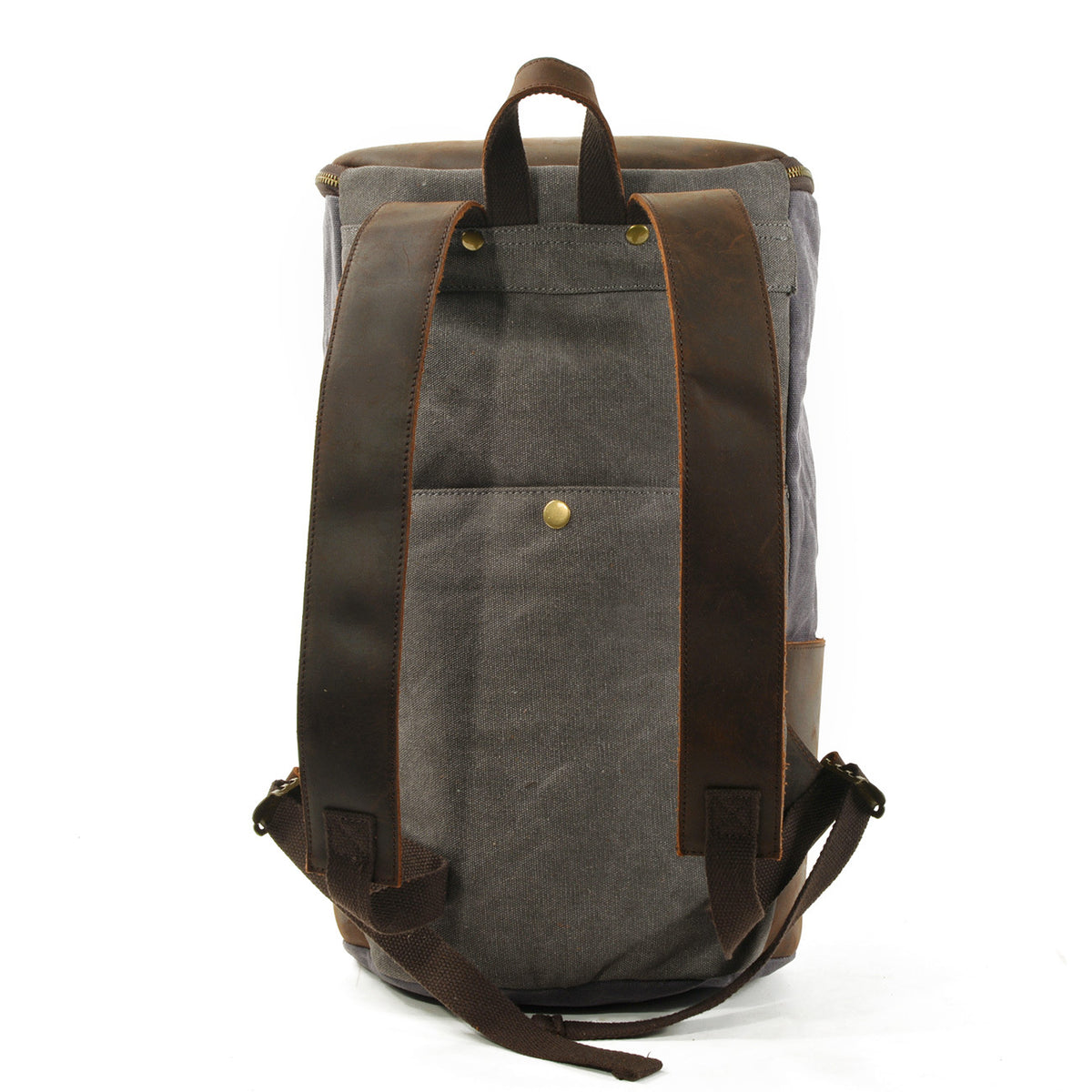 Halden Waxed Canvas Barrel Backpack in waxed canvas, detail view