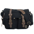 Fairfax Canvas Messenger in black cotton canvas — Khal Gold