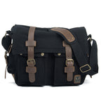 Fairfax Canvas Messenger in black cotton canvas — Khal Gold