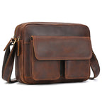 Whitehall Leather Shoulder Bag in reddish brown crazy horse leather — Khal Gold