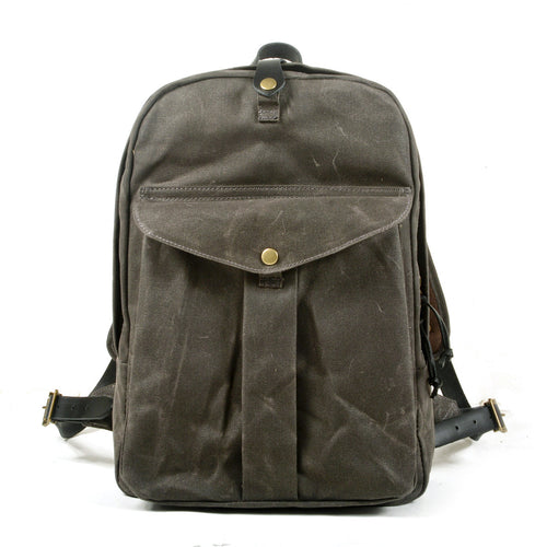 Alderley Waxed Canvas Daypack in grey green waxed canvas — Khal Gold