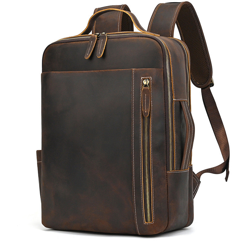 Metropolitan Leather Backpack in crazy horse leather, detail view