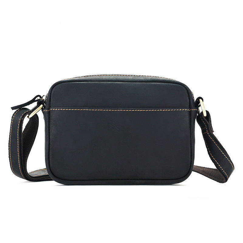 Pimlico Leather Crossbody in black crazy horse leather — Khal Gold