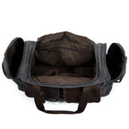Detachable shoulder strap on canvas overnight bag