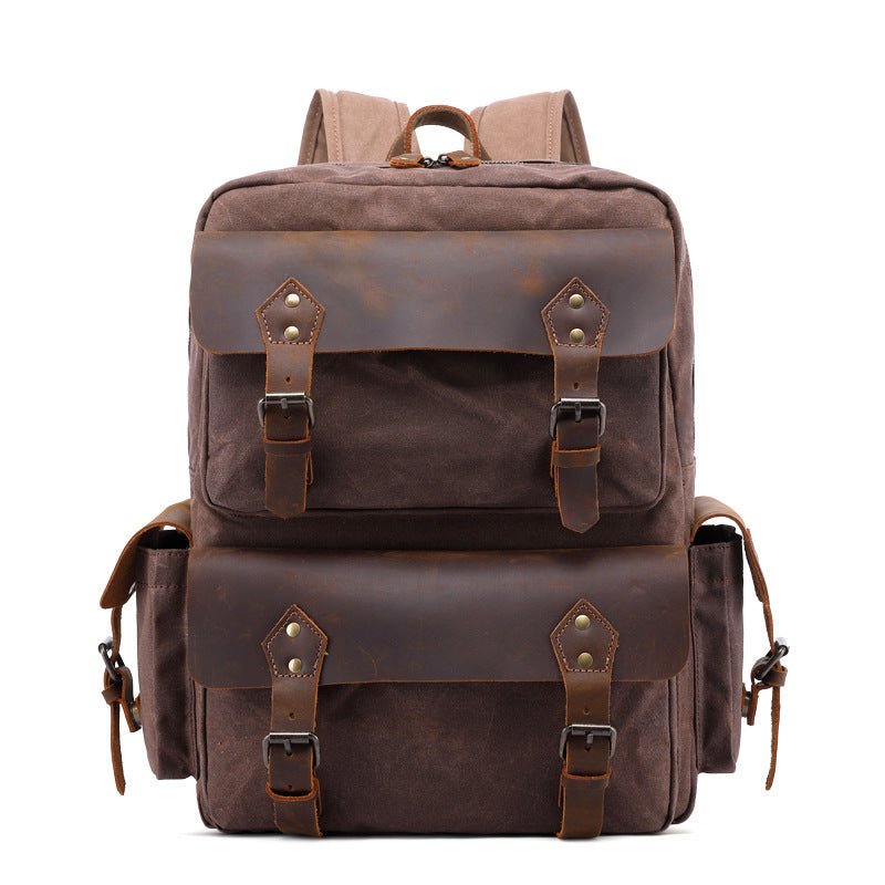 Kelso Waxed Canvas Backpack in brown waxed canvas — Khal Gold