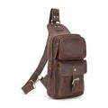 Scout Leather Chest Bag in crazy horse brown leather — Khal Gold
