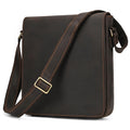 Whitehall Leather Shoulder Bag in dark brown crazy horse leather — Khal Gold
