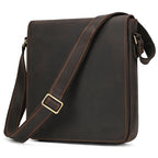 Whitehall Leather Shoulder Bag in dark brown crazy horse leather — Khal Gold