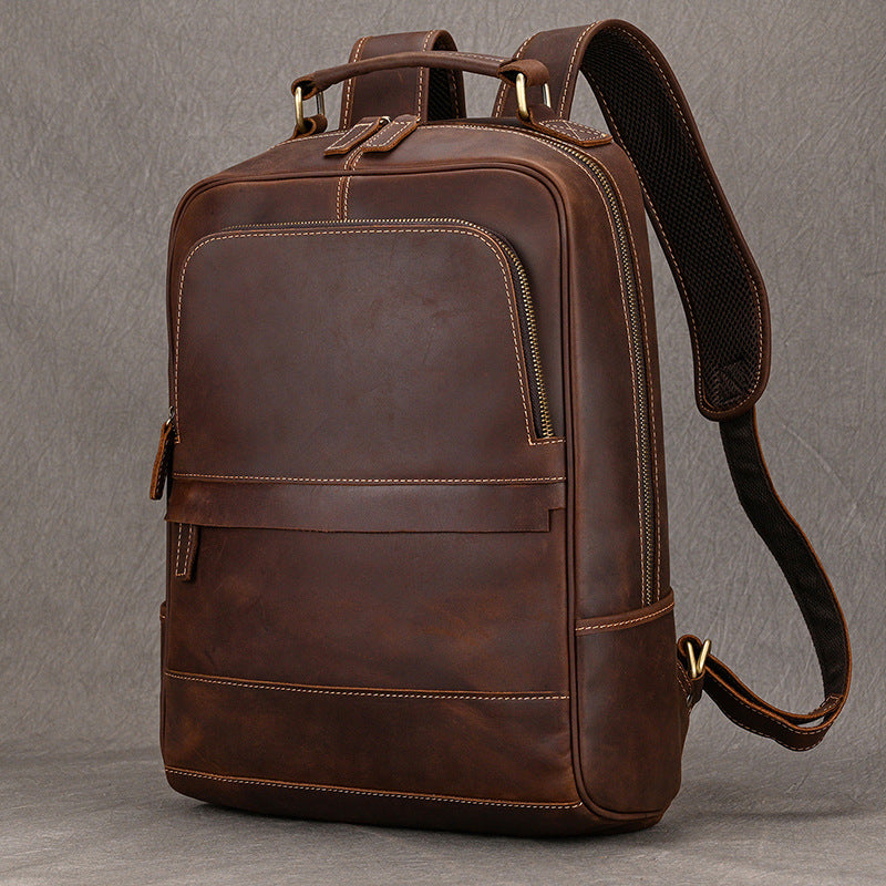 Executive Leather Backpack in brown leather — Khal Gold