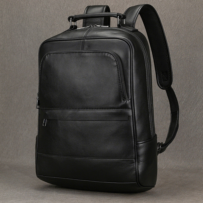 Executive Leather Backpack in black leather — Khal Gold