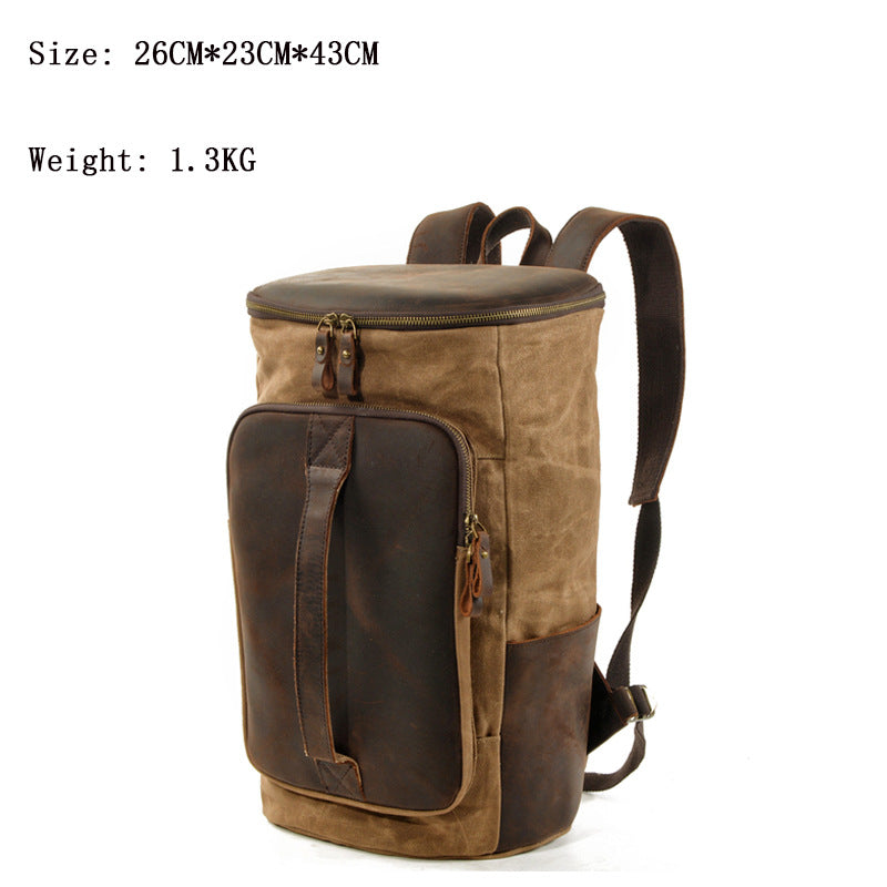 Halden Waxed Canvas Barrel Backpack in waxed canvas, detail view