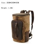 Halden Waxed Canvas Barrel Backpack in waxed canvas, detail view