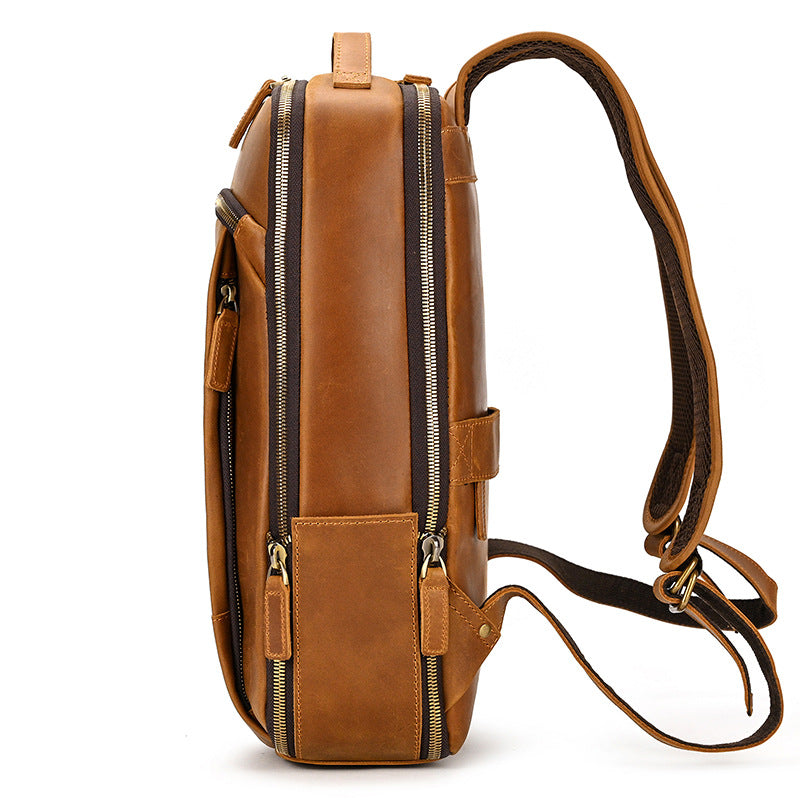 Metropolitan Leather Backpack in crazy horse leather, detail view